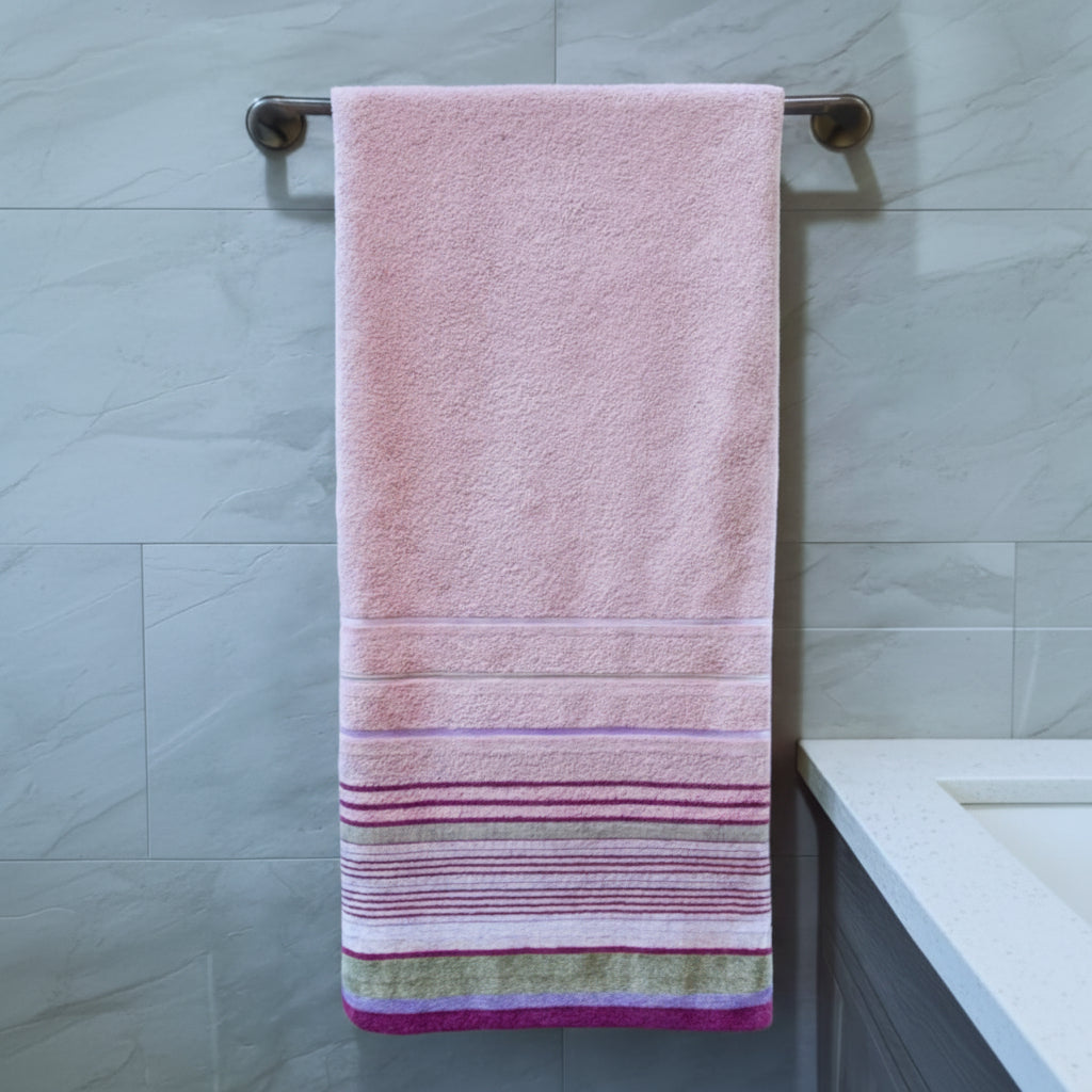 Premium Quality Yarn Dyed Bath Towel (Pink)