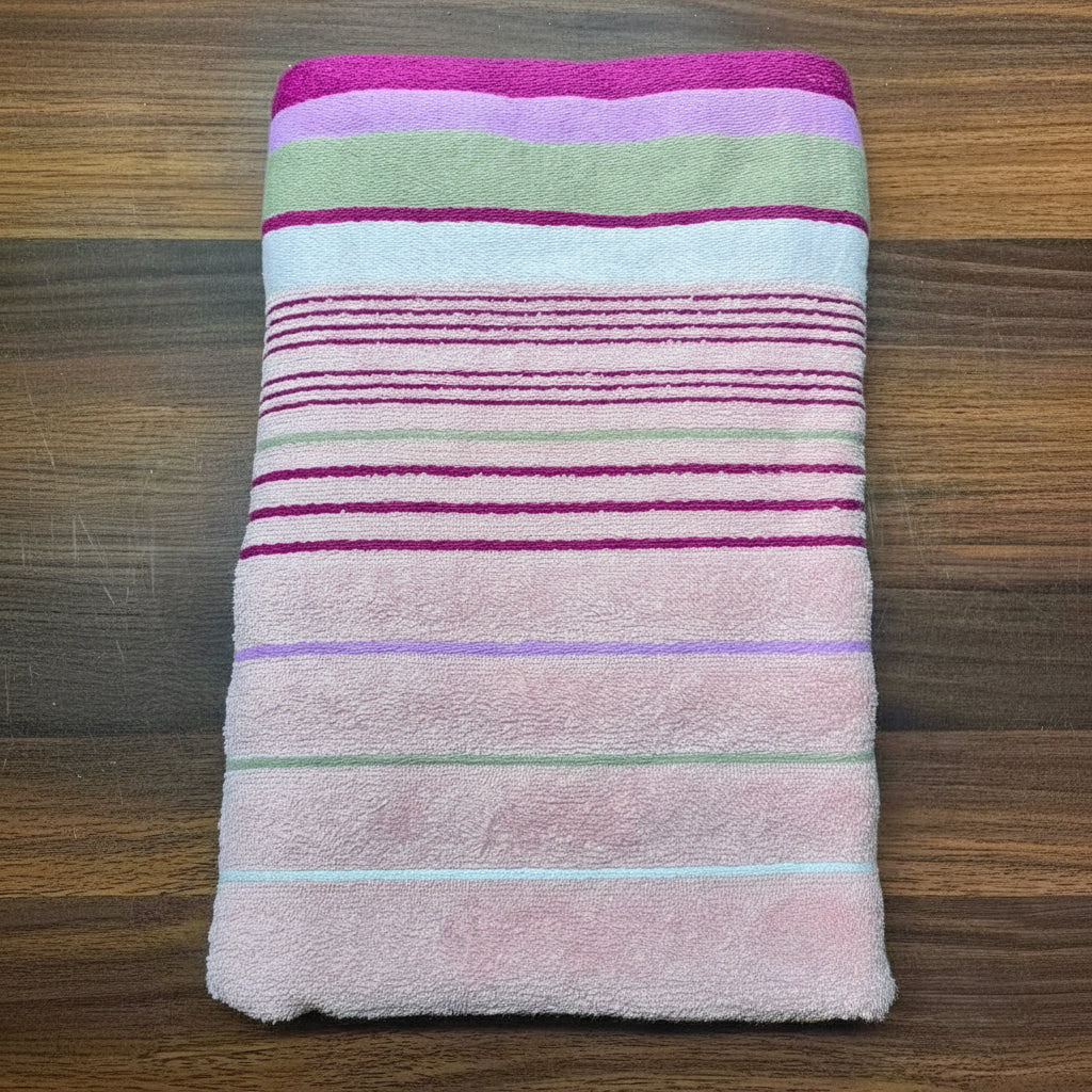 Premium Quality Yarn Dyed Bath Towel (Pink)