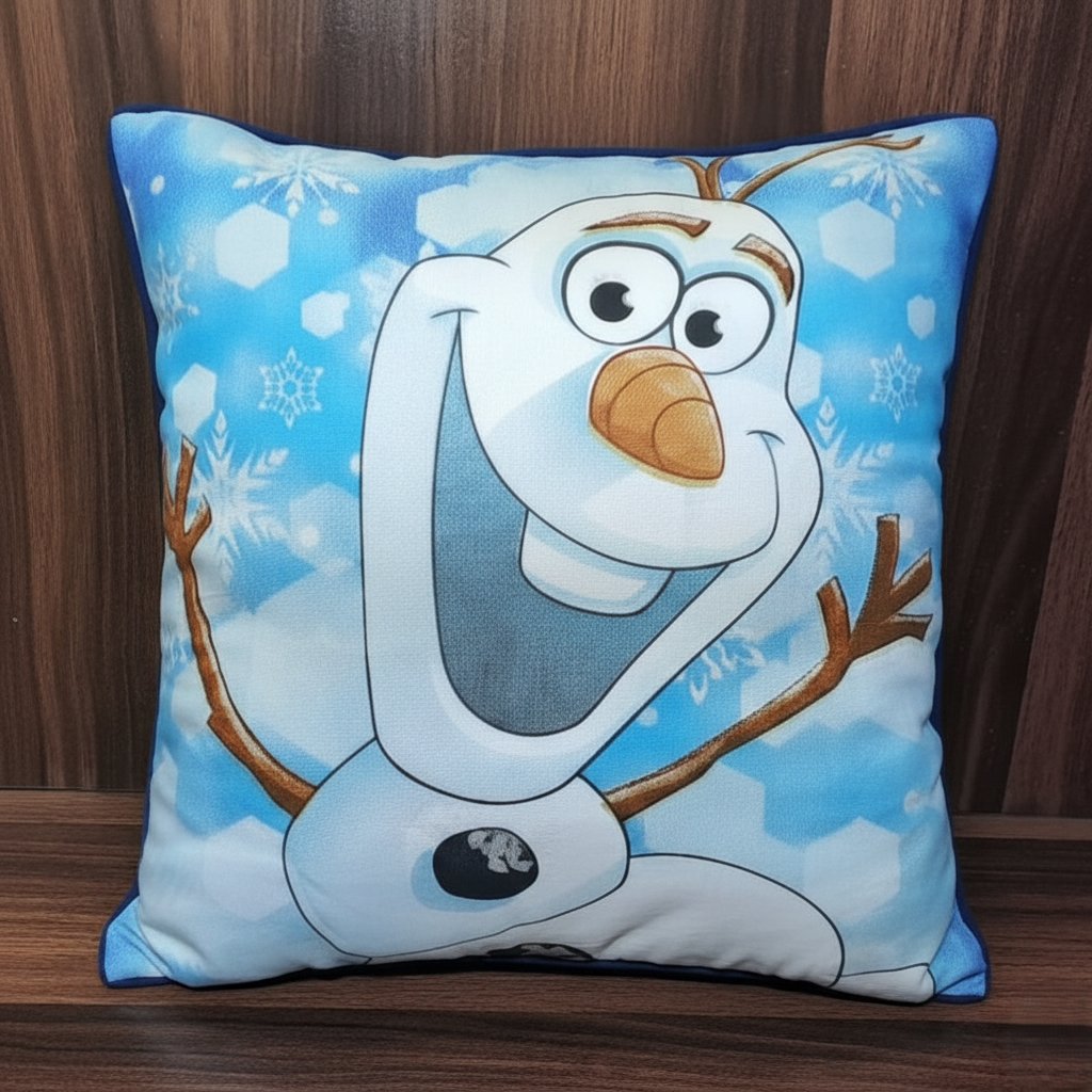 Pack of 2 Cushion Covers of “Frozen Characters” Cushion Covers embellished with flat Piping (without Filling)