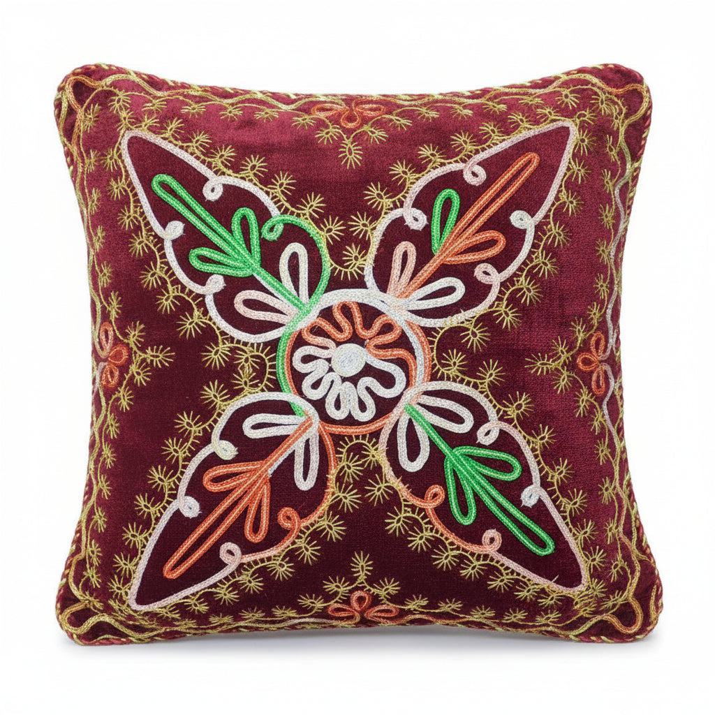 Pack of 5 Cushion Covers of Embroidered Jacquard Fabric embellished Fancy Cord (without Filling)