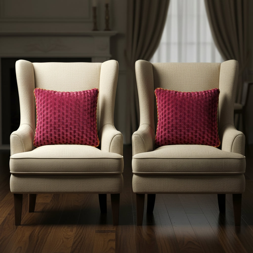 Pack of 2 Cushion Covers of Jacquard Fabric embellished with Fancy Cord (without Filling)