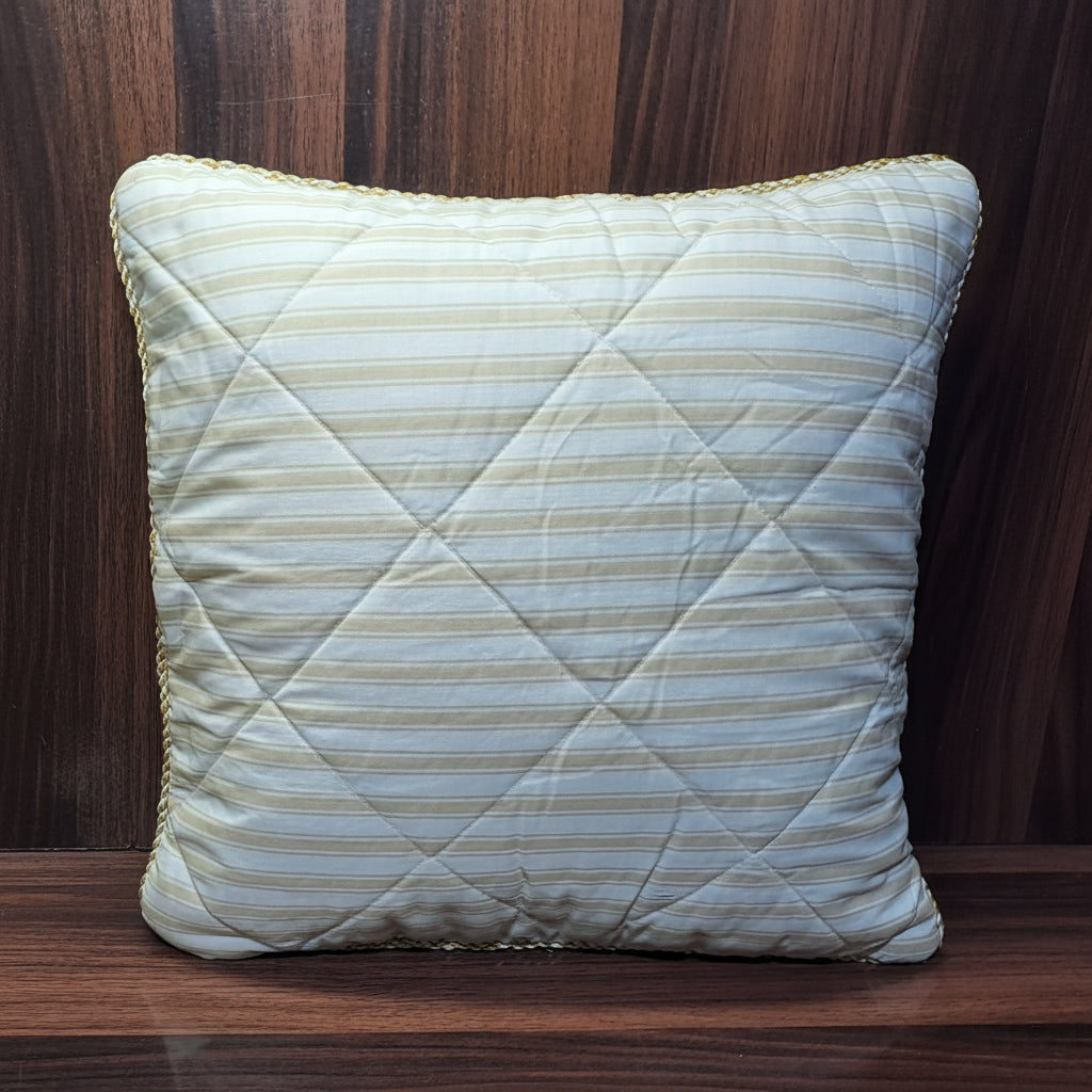 Pack of 2 Cushion Covers of Quilted Printed Fabric embellished Fancy Cord (without Filling)