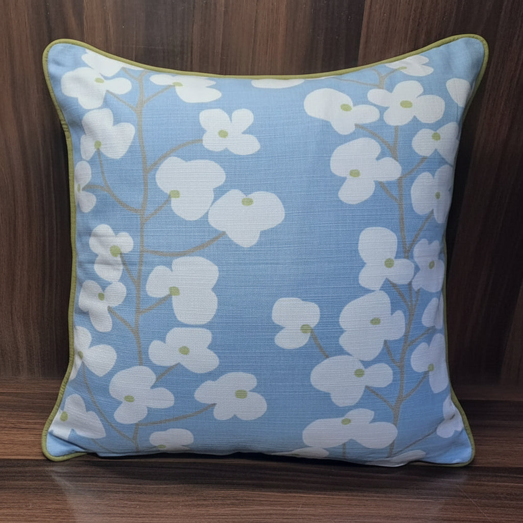 Pack of 5 Cushion Covers of Cotton Panama Printed Fabric embellished with Cord Piped (without Filling)