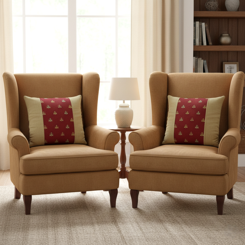Pack of 2 Patchwork Cushion Covers of Premium Quality Jacquard Fabric (Without Filling)