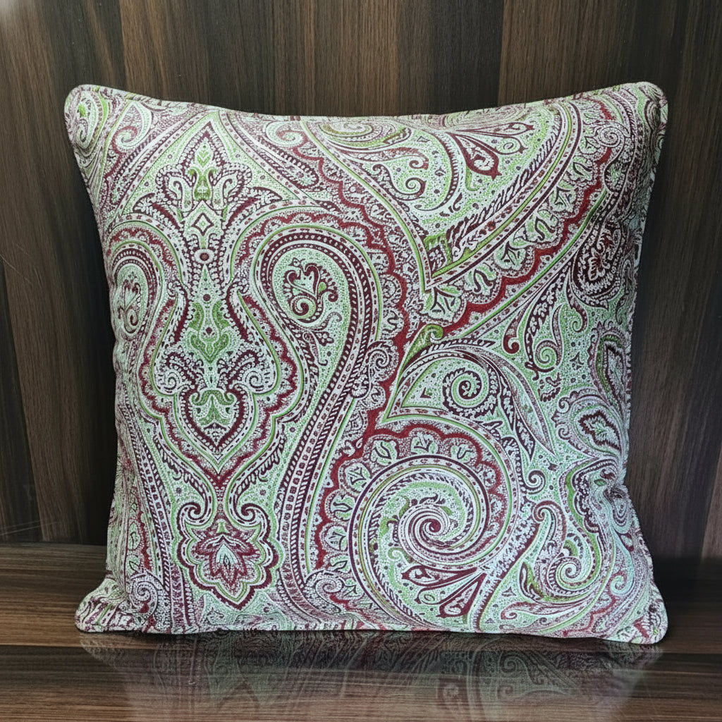 Pack of 2 Cushion Covers of Cotton Panama Printed Fabric embellished with Fancy Cord (Without Filling)