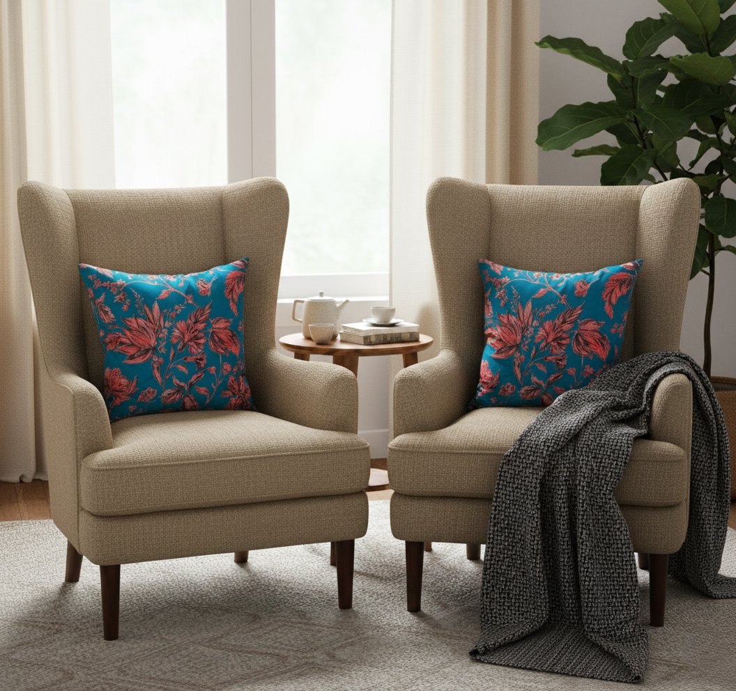 Pack of 2 Cotton Satin Digital Printed Cushion Covers (Without Filling)