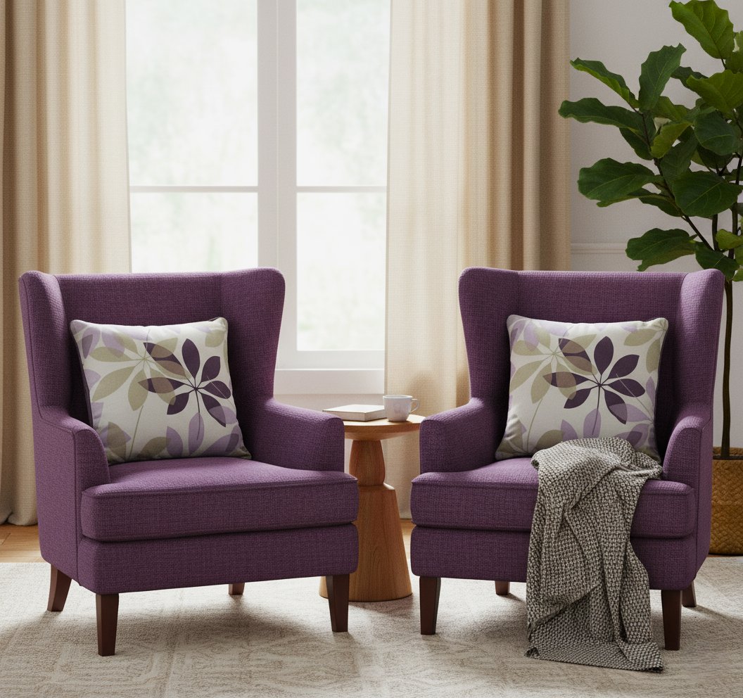 Pack of 2 Cord Piped Cushion Covers of Cotton Panama Printed Fabric (Without Filling)