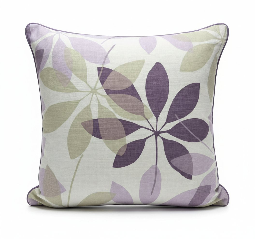 Pack of 2 Cord Piped Cushion Covers of Cotton Panama Printed Fabric (Without Filling)