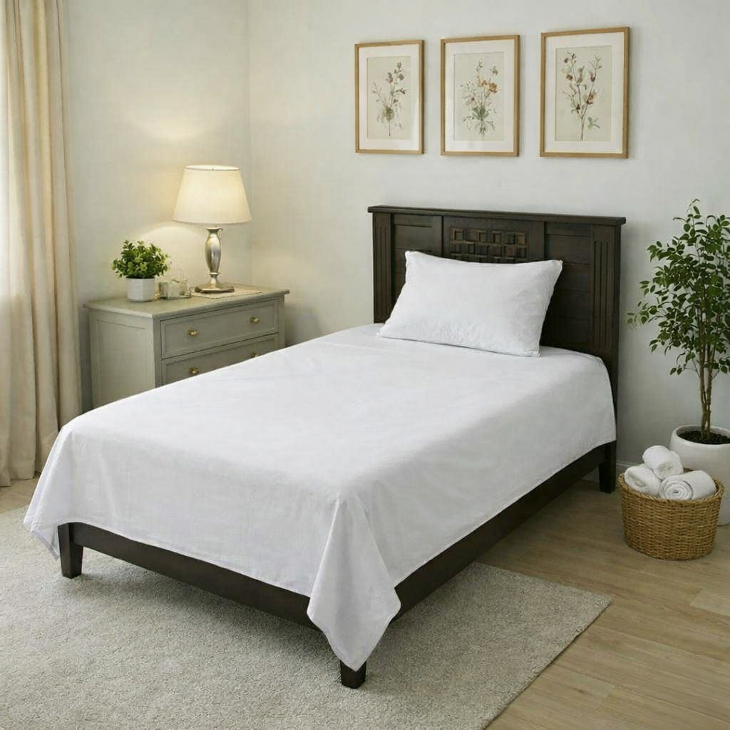 Plain White Bed Sheet Set (Single)