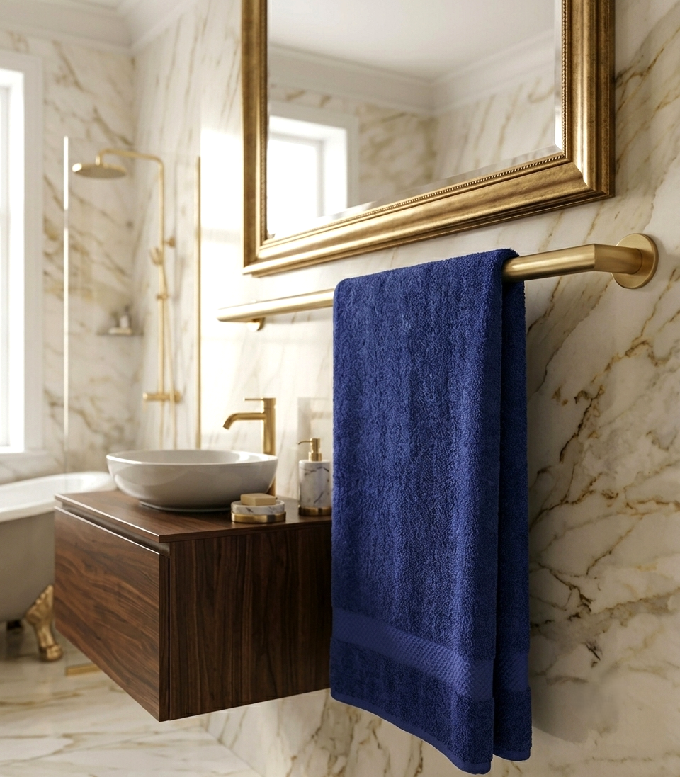 Premium Quality Dyed Bath Towel (Navy Blue)