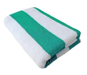 Premium Quality Yarn Dyed Bath Sheet (Green-White Stripes)