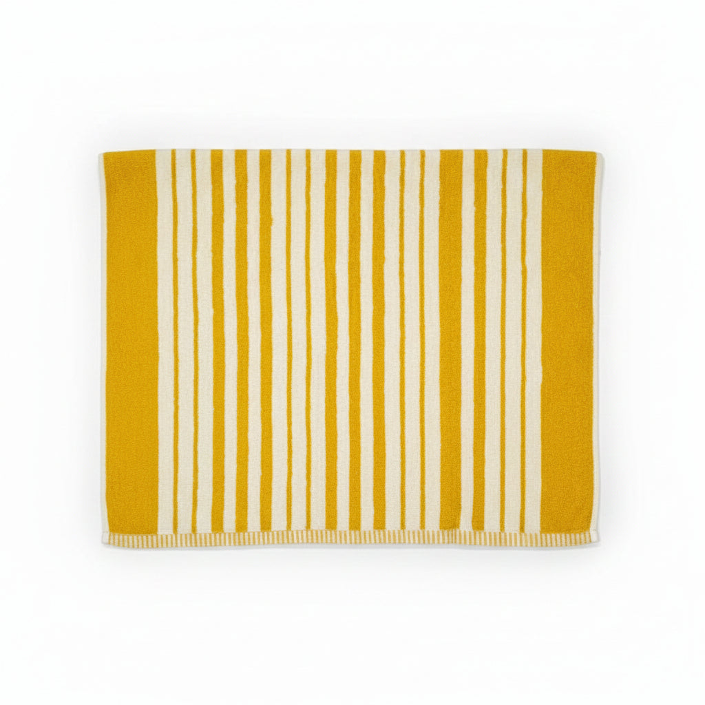 3 Pcs Premium Quality Yarn Dyed Towels Set (Yellow-Cream Stripes)