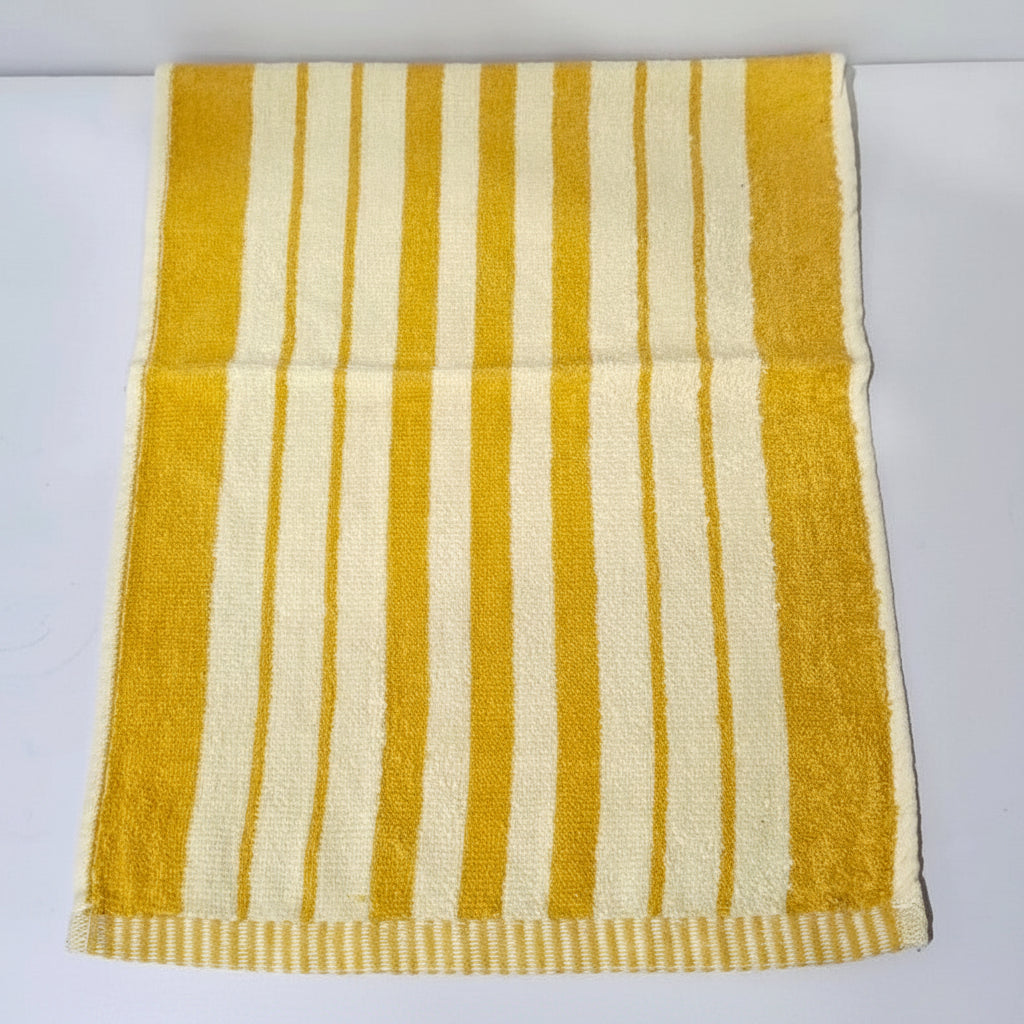 3 Pcs Premium Quality Yarn Dyed Towels Set (Yellow-Cream Stripes)