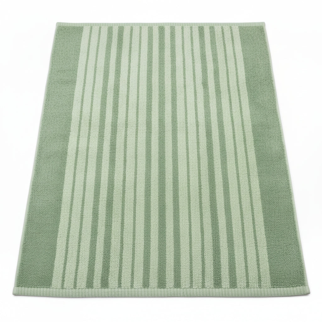 3 Pcs Premium Quality Yarn Dyed Towels Set (Light & Mid Green Stripes)