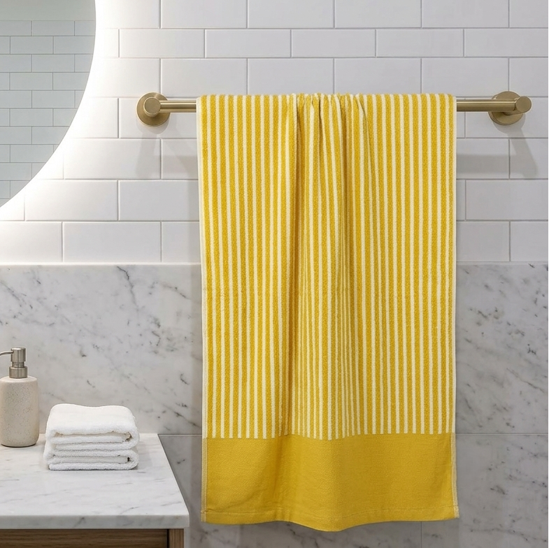 Premium Quality Yarn Dyed Jacquard Towel (Yellow Stripes)
