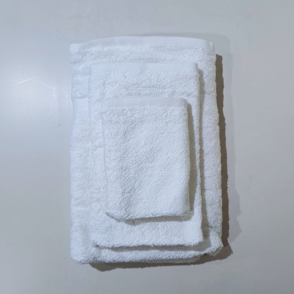3-PCS White Towels Set (01 Bath Towel, 01 Hand Towel & 01 Face Towel)
