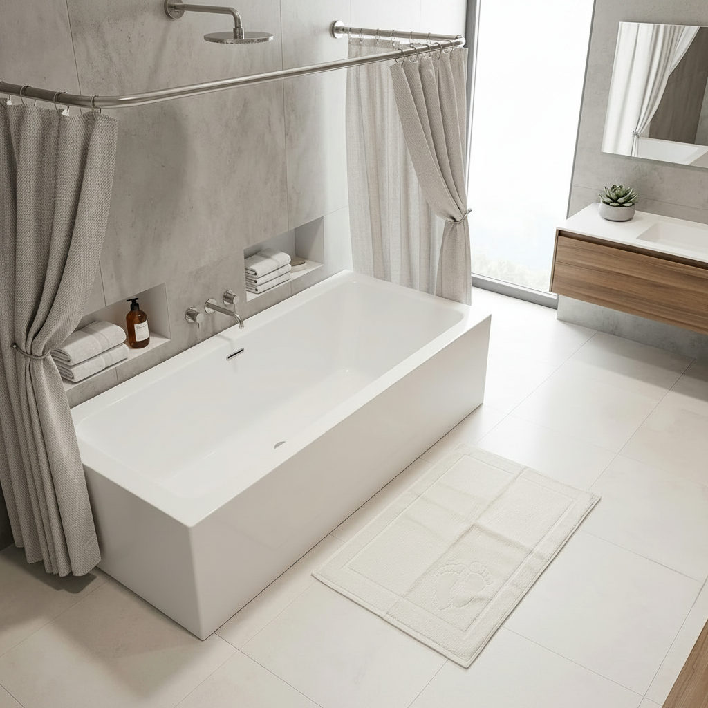 Premium Quality Jacquard Woven Dyed Bathmat (Cream)