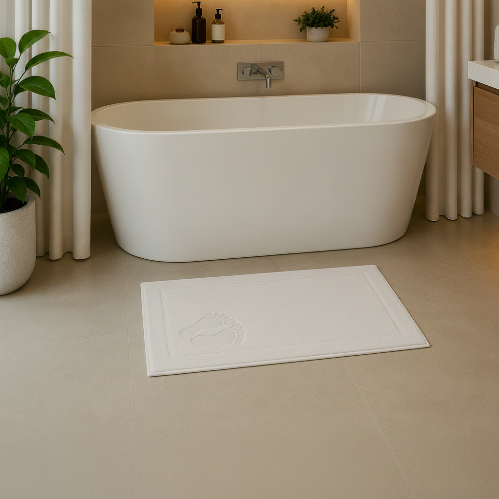 Premium Quality Jacquard Woven Dyed Bathmat (Cream)