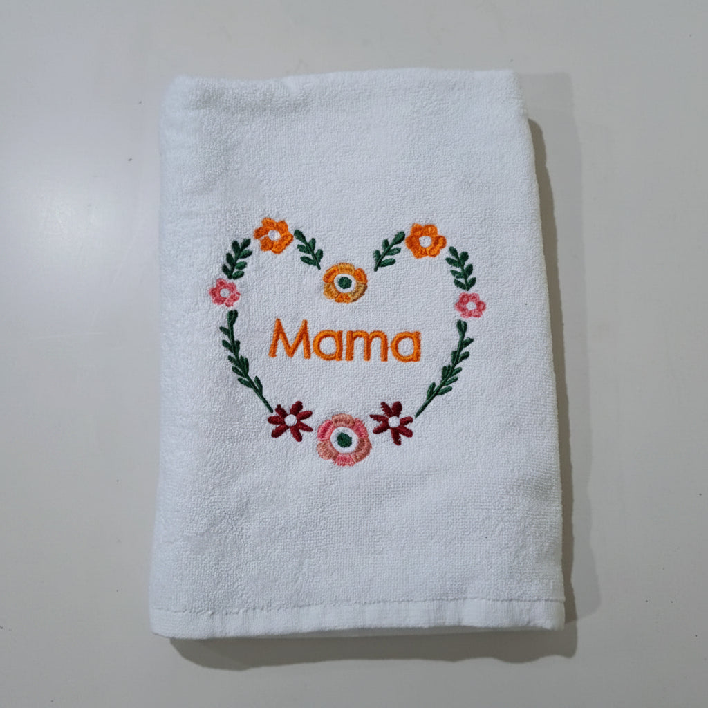 2-Pcs Embroidered White Towels Set (01 Bath Towel & 01 Hand Towel)