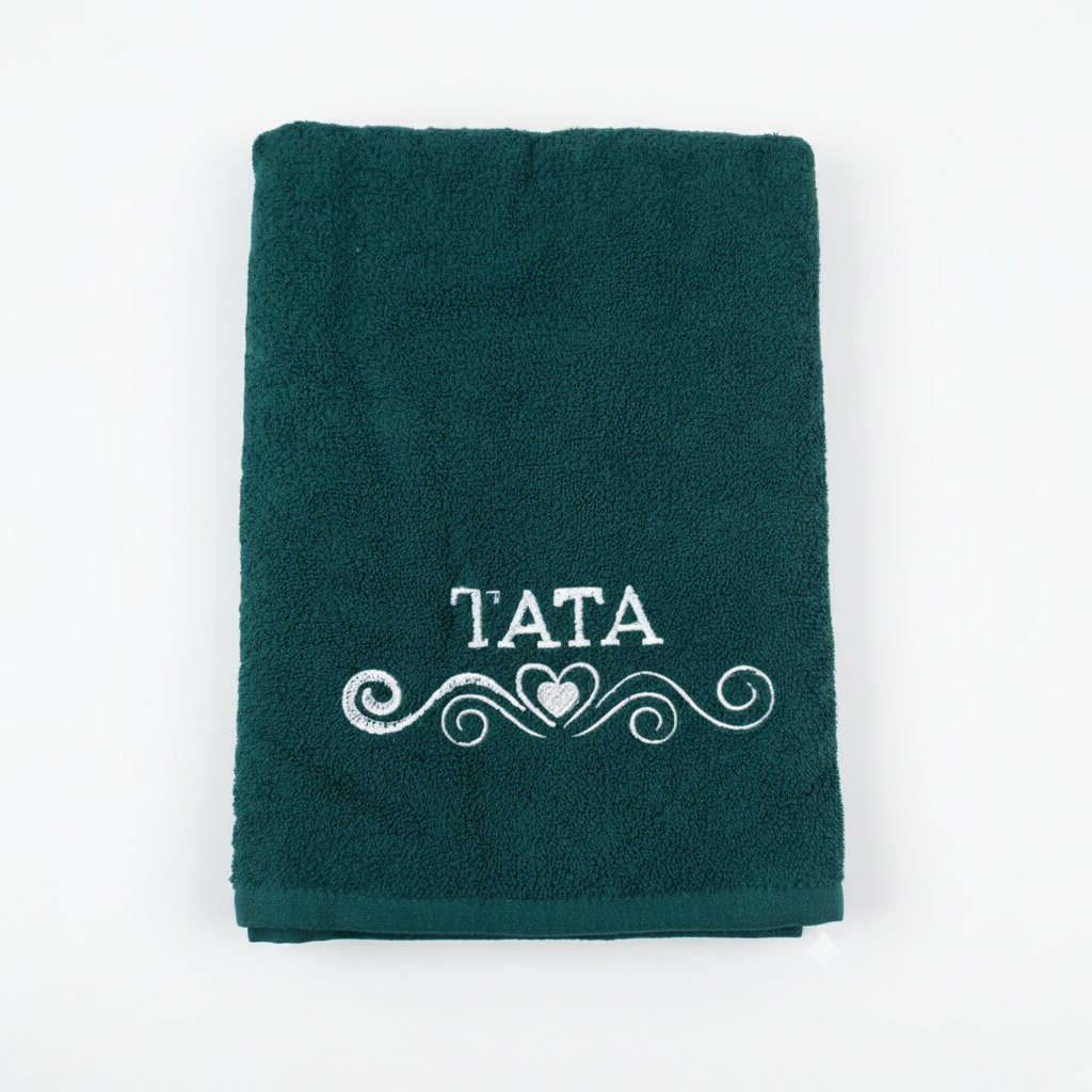 Dyed Embroidered Bath Towel (Sea Green)