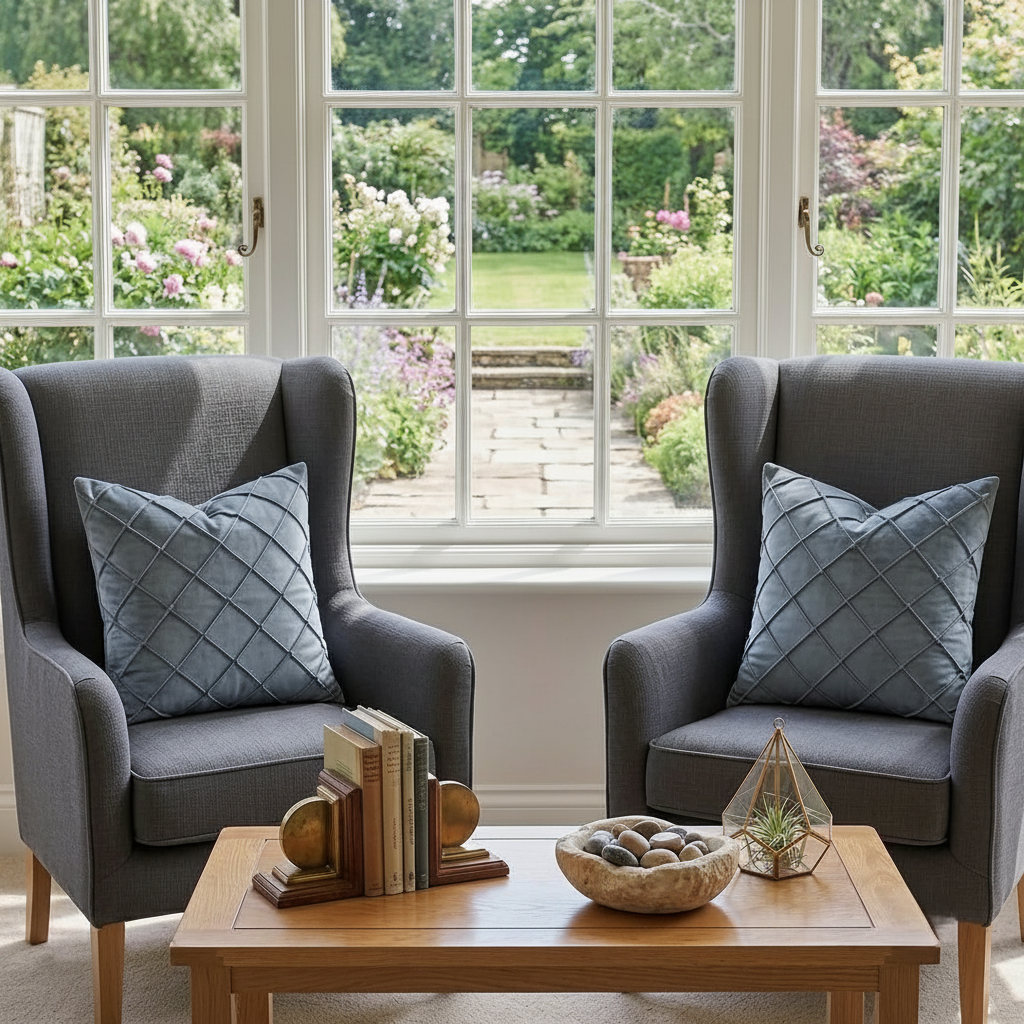 Pack of 2 Velvet Decorative Diamond Pleated Cushions – Grey (With Fillings)