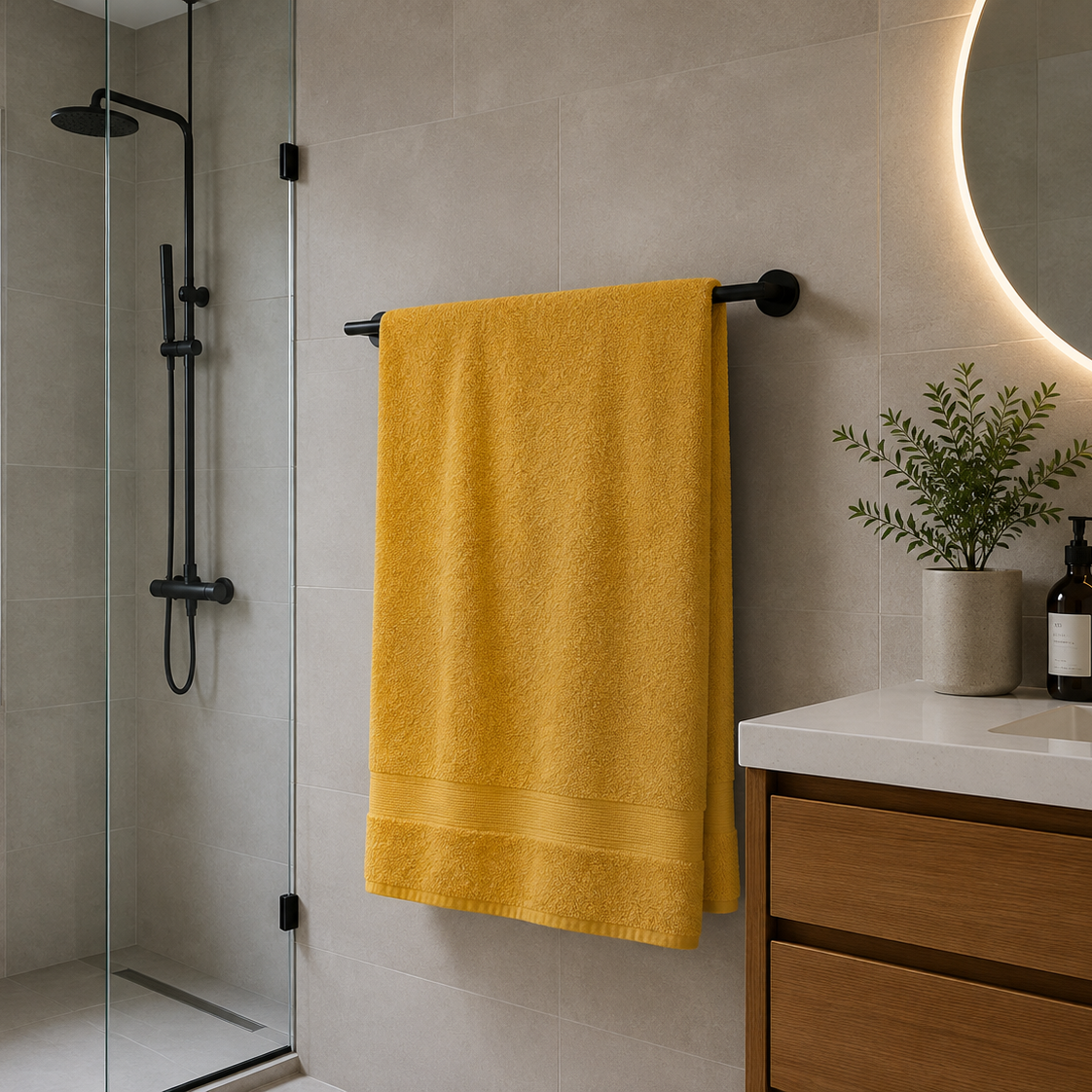 Premium Quality Dyed Bath Towel (Mustard)