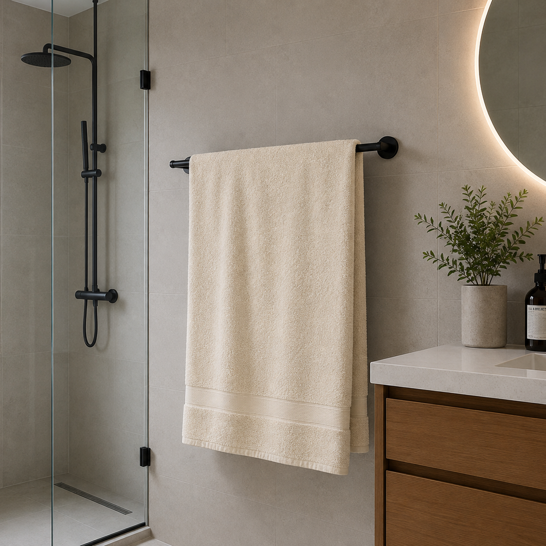 Premium Quality Dyed Bath Towel (Cream)