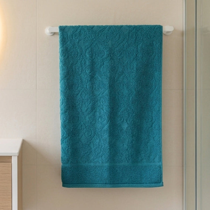 Luxury Dual Sided Jacquard Towel (Teal Blue)