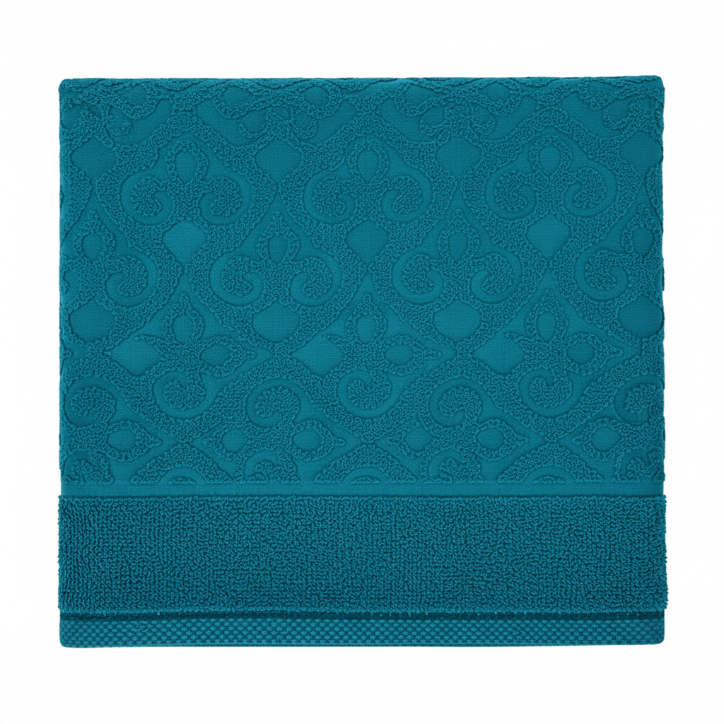 Luxury Dual Sided Jacquard Towel (Teal Blue)