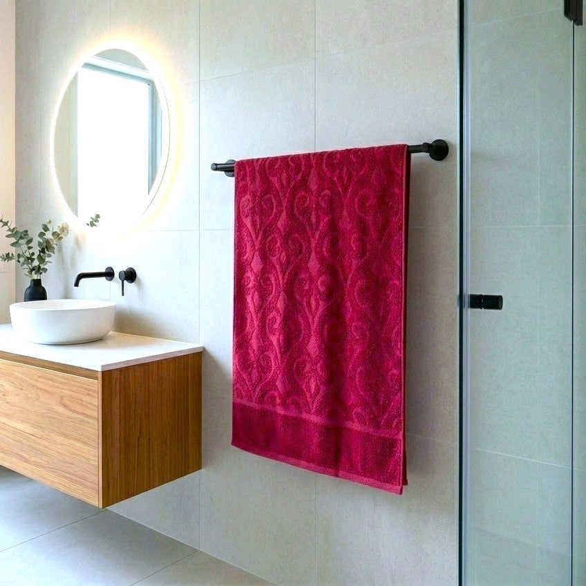 Luxury Dual Sided Jacquard Towel (Burgundy)
