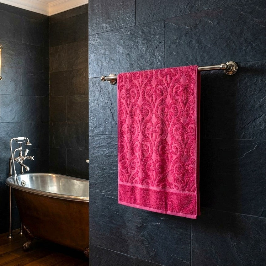 Luxury Dual Sided Jacquard Towel (Burgundy)