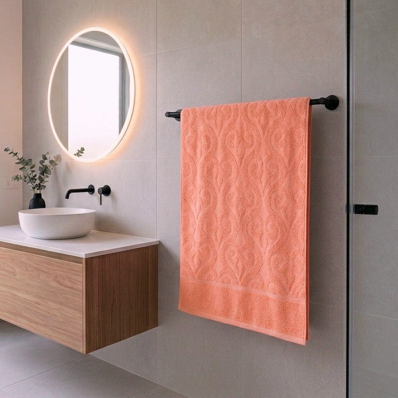 Luxury Dual Sided Jacquard Towel (Orange)