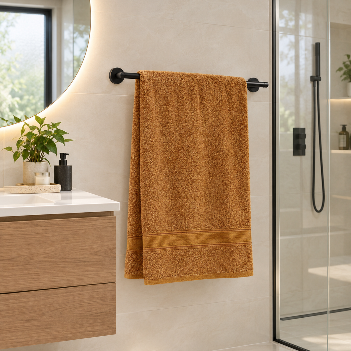 Premium Quality Dyed Bath Towel (Ochre)