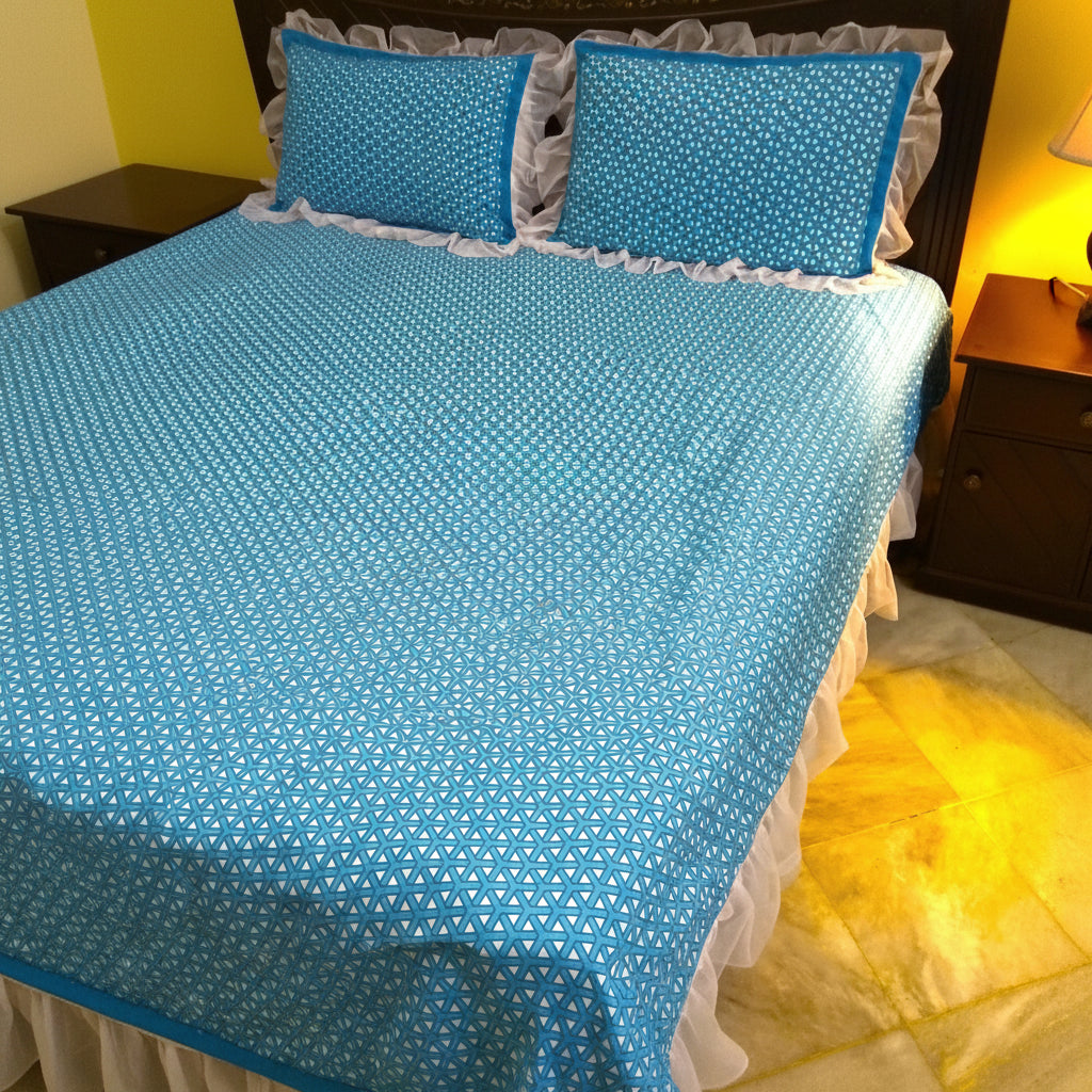 3-Pcs Designer Printed Embellished Bed Sheet Set (King)
