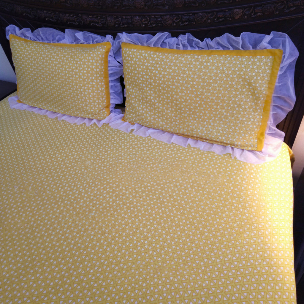 3-Pcs Designer Printed Embellished Bed Sheet Set (King)