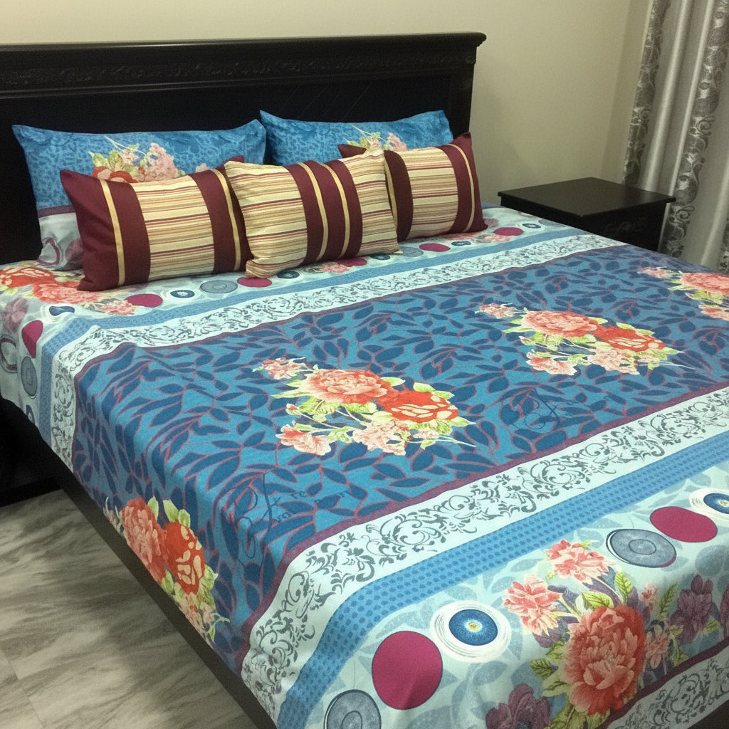6-Pcs Designer Printed Bed Sheet Set (King)