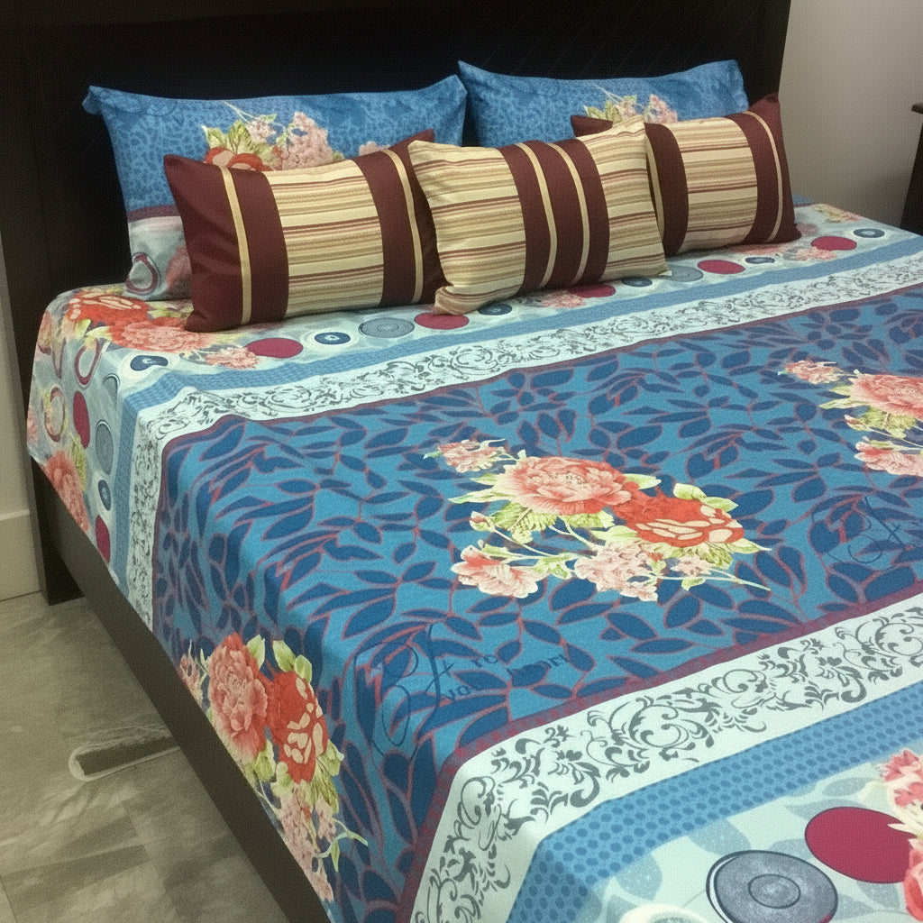 6-Pcs Designer Printed Bed Sheet Set (King)