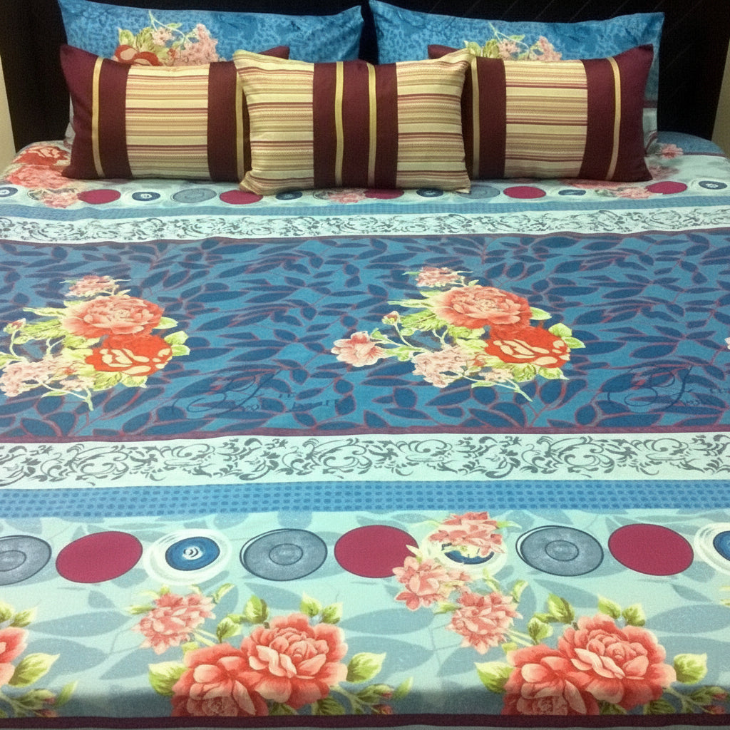 6-Pcs Designer Printed Bed Sheet Set (King)