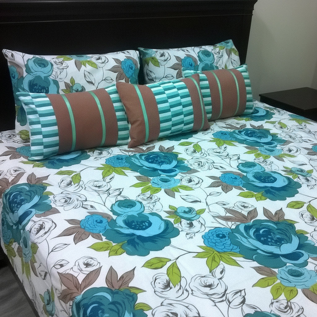 6-Pcs Designer Printed Bed Sheet Set (King)