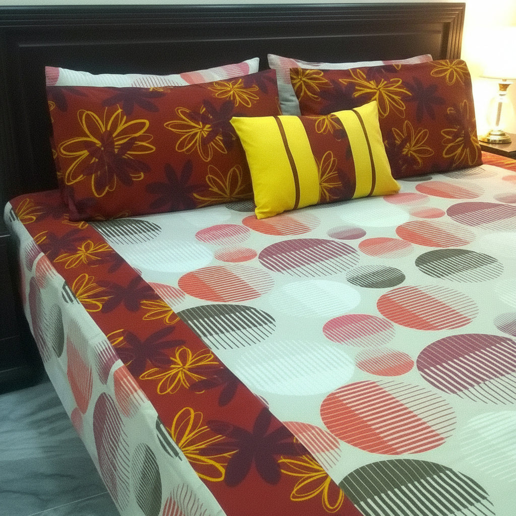 6-Pcs Designer Printed Bed Sheet Set (King)