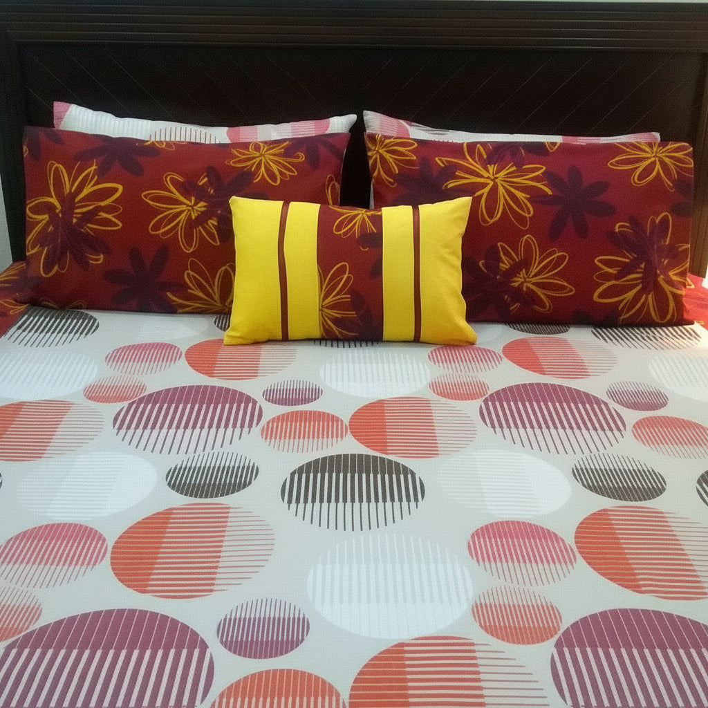 6-Pcs Designer Printed Bed Sheet Set (King)