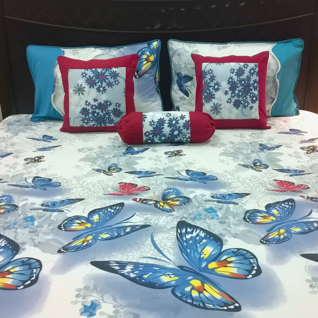 6-Pcs Designer Printed Bed Sheet Set (King)