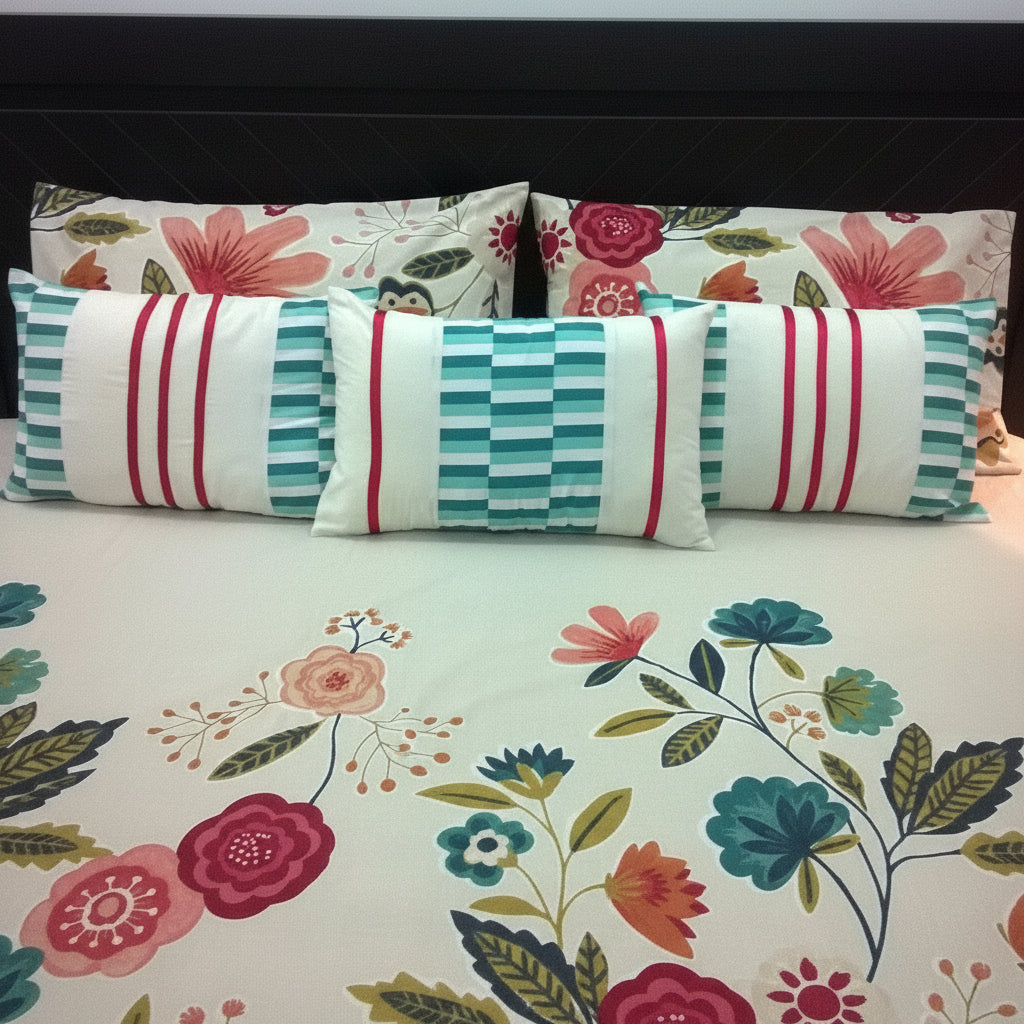 6-Pcs Designer Printed Bed Sheet Set (King)