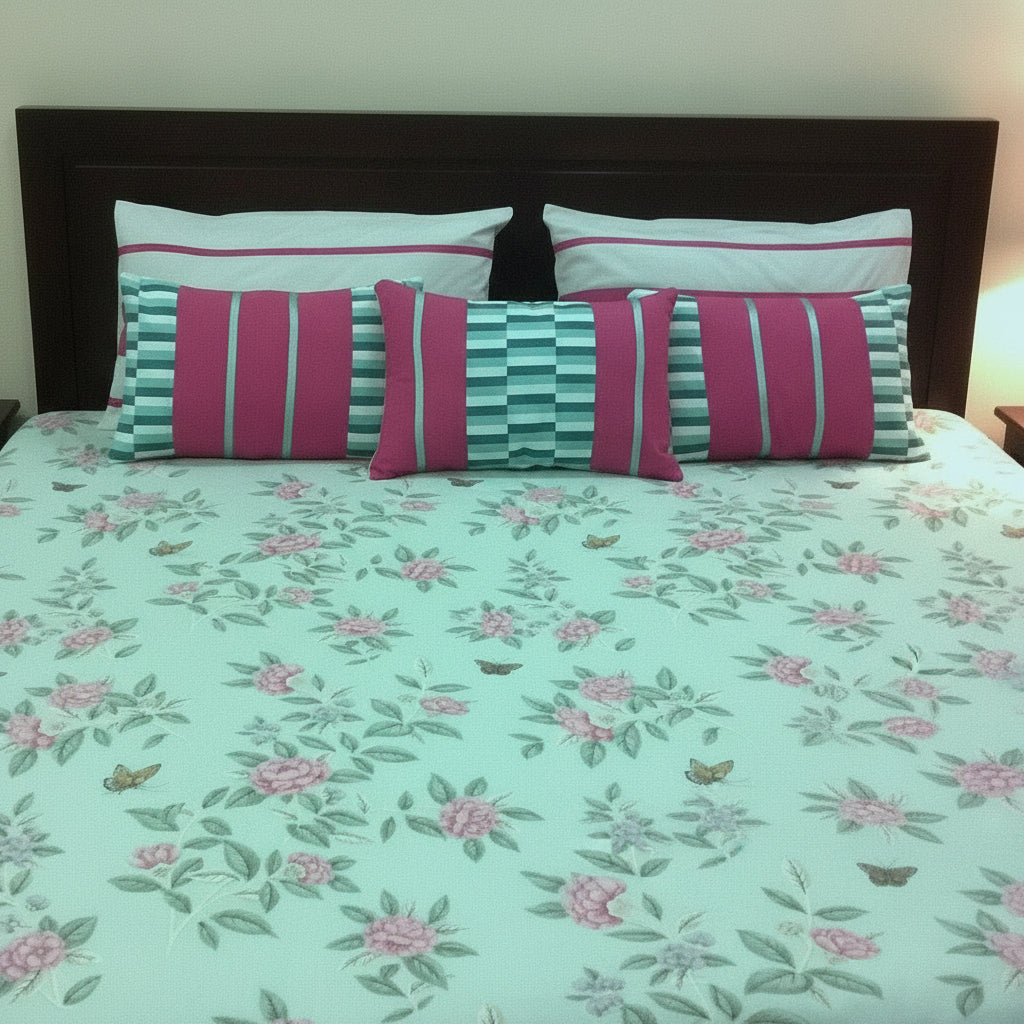 6-Pcs Designer Printed Bed Sheet Set (King)