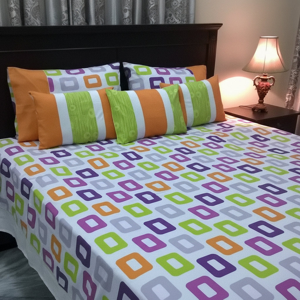 6-Pcs Designer Printed Bed Sheet Set (King)