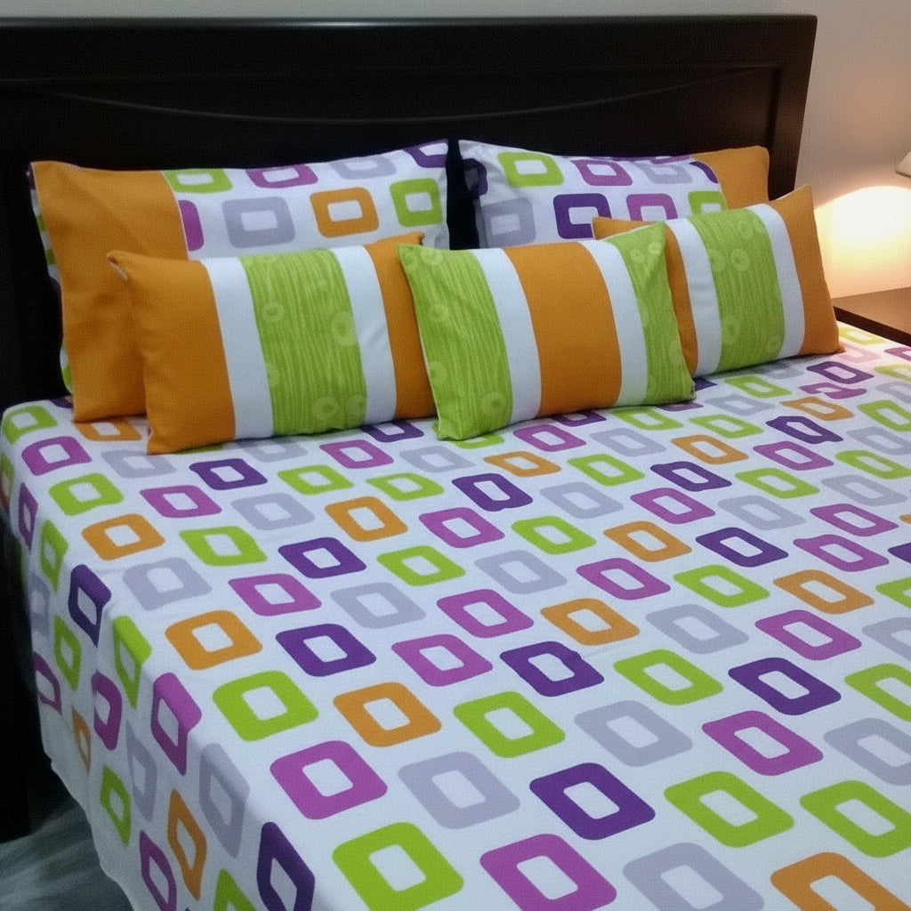 6-Pcs Designer Printed Bed Sheet Set (King)