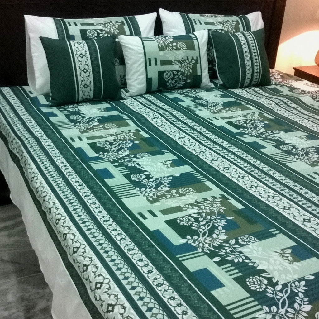 6-Pcs Designer Printed Bed Sheet Set (King)