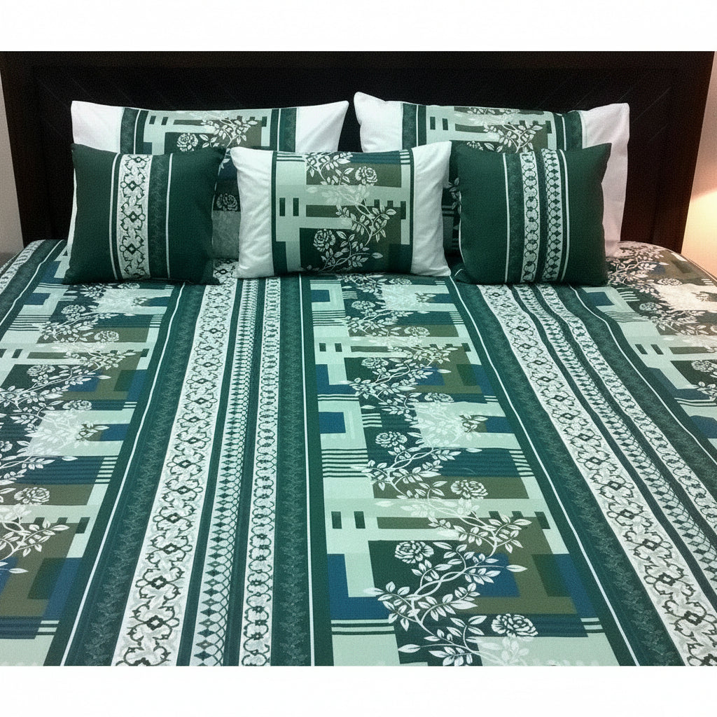 6-Pcs Designer Printed Bed Sheet Set (King)