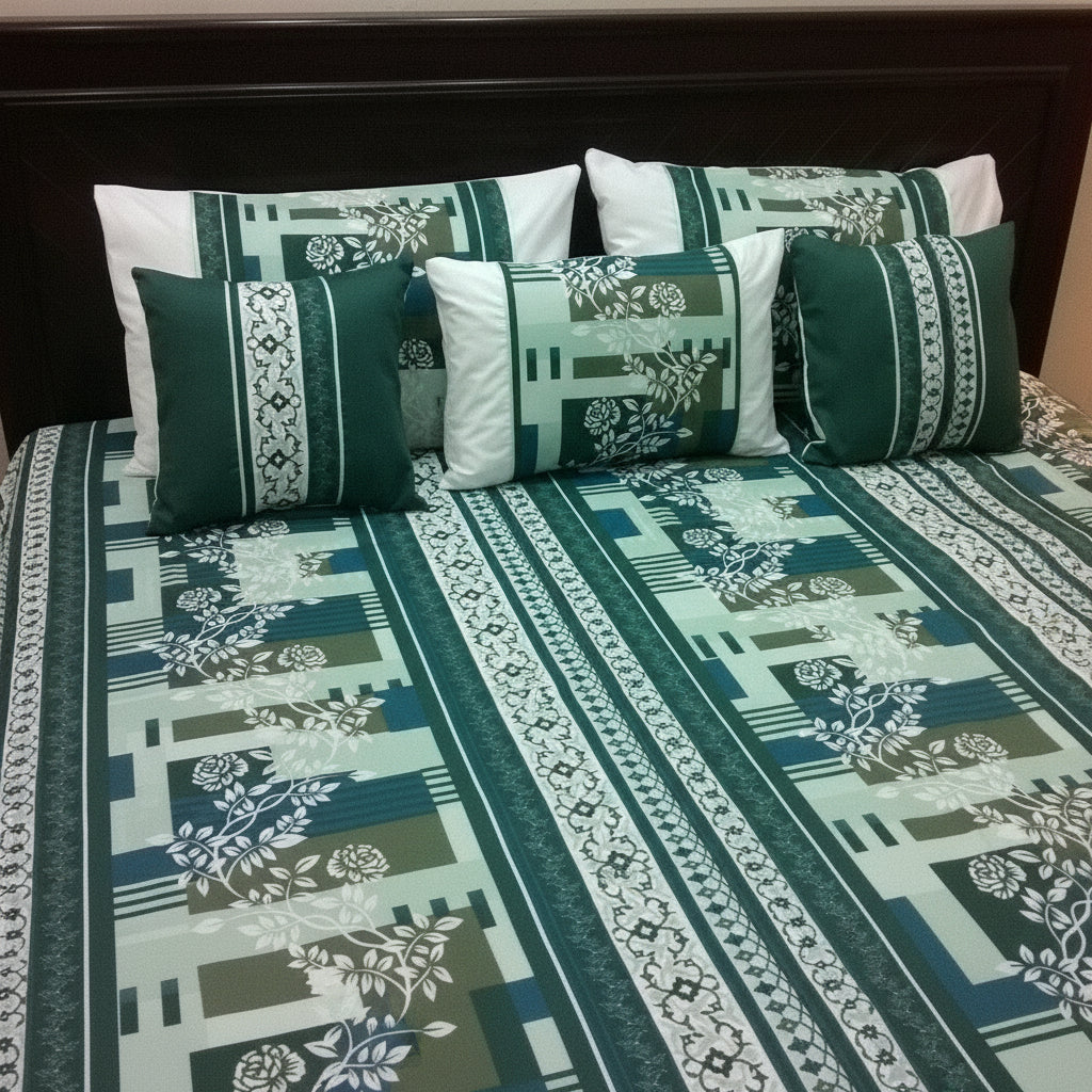 6-Pcs Designer Printed Bed Sheet Set (King)