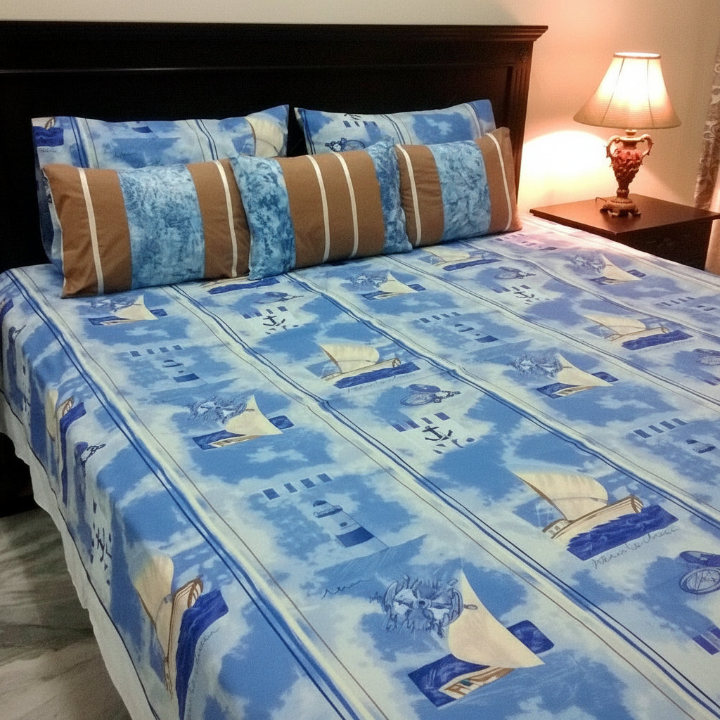 6-Pcs Designer Printed Bed Sheet Set (King)